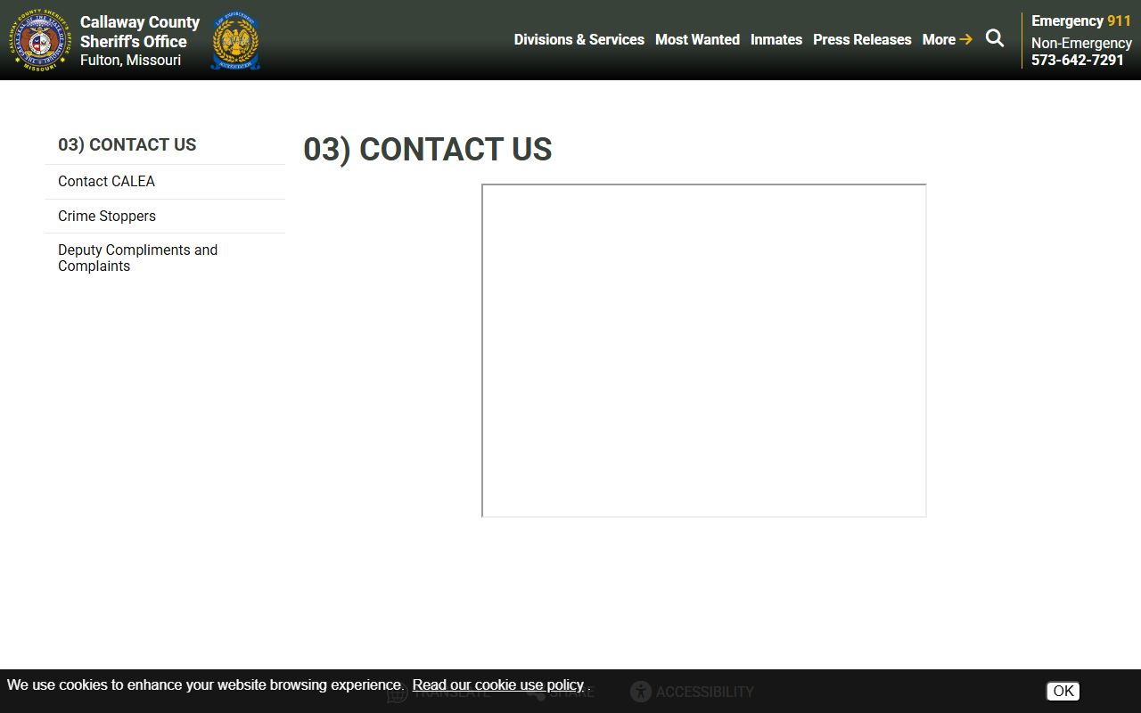 Callaway County arrest records sheriff contact page
