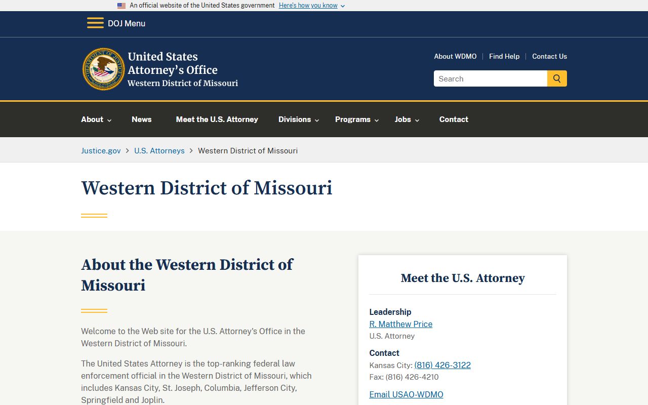 Callaway County criminal court records U.S. Attorney Western District of Missouri