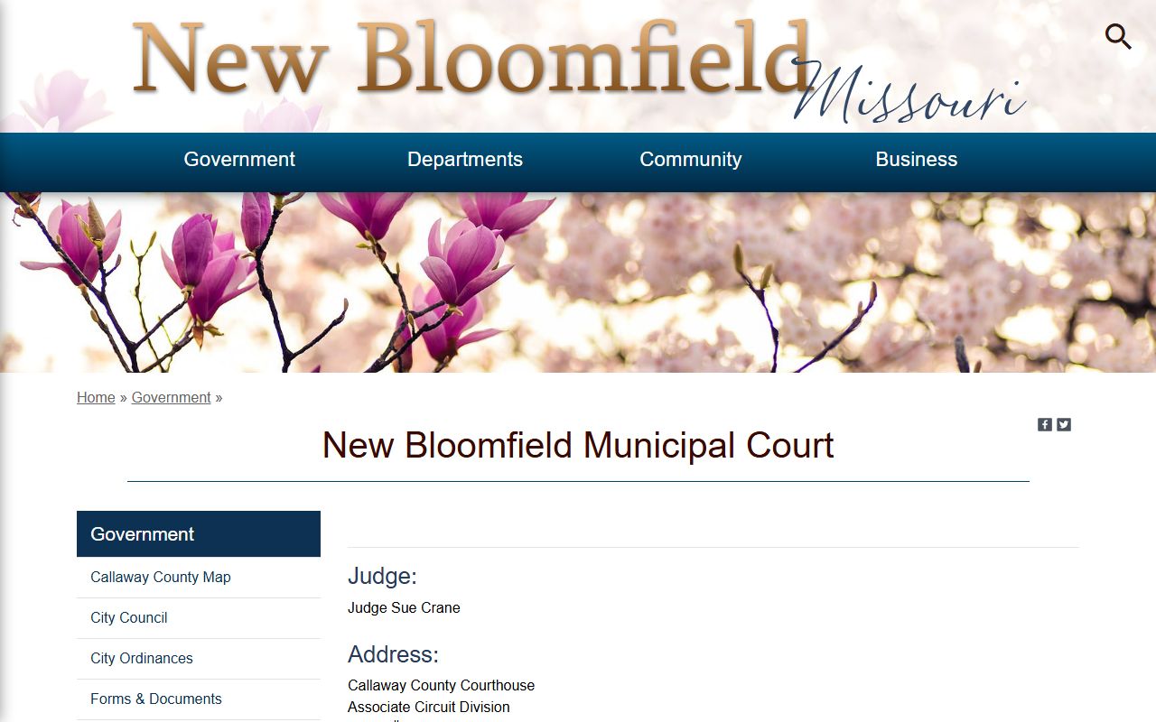 Callaway County traffic court records New Bloomfield municipal court